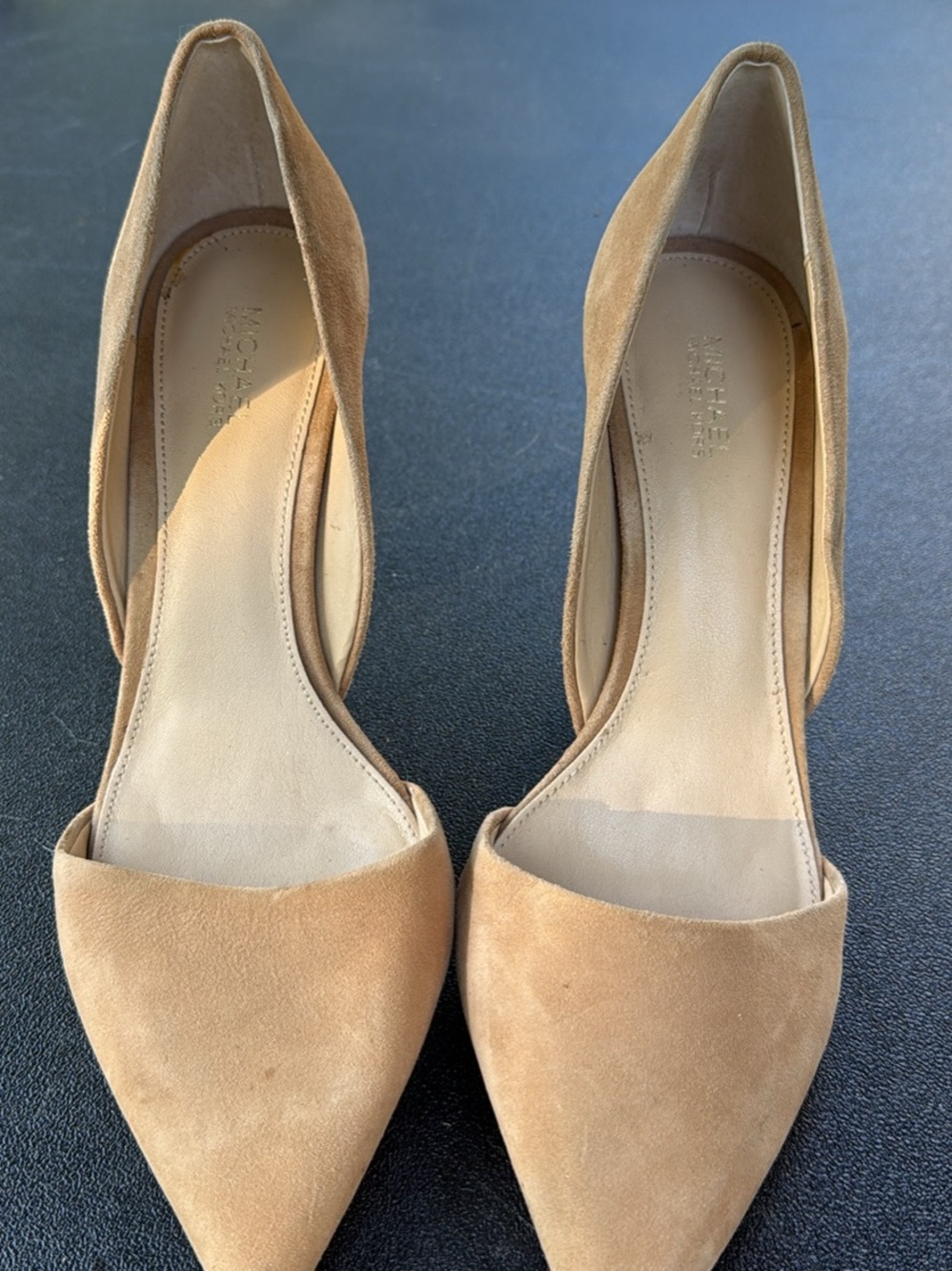 MICHAEL Michael Kors Tan Suede Pointed-Toe D'Orsay Heels